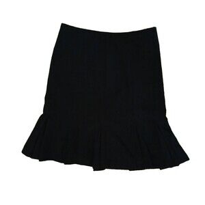 AGB Women's Skirt Flare Pleated Bottom Black Back Zipper Office Career Business